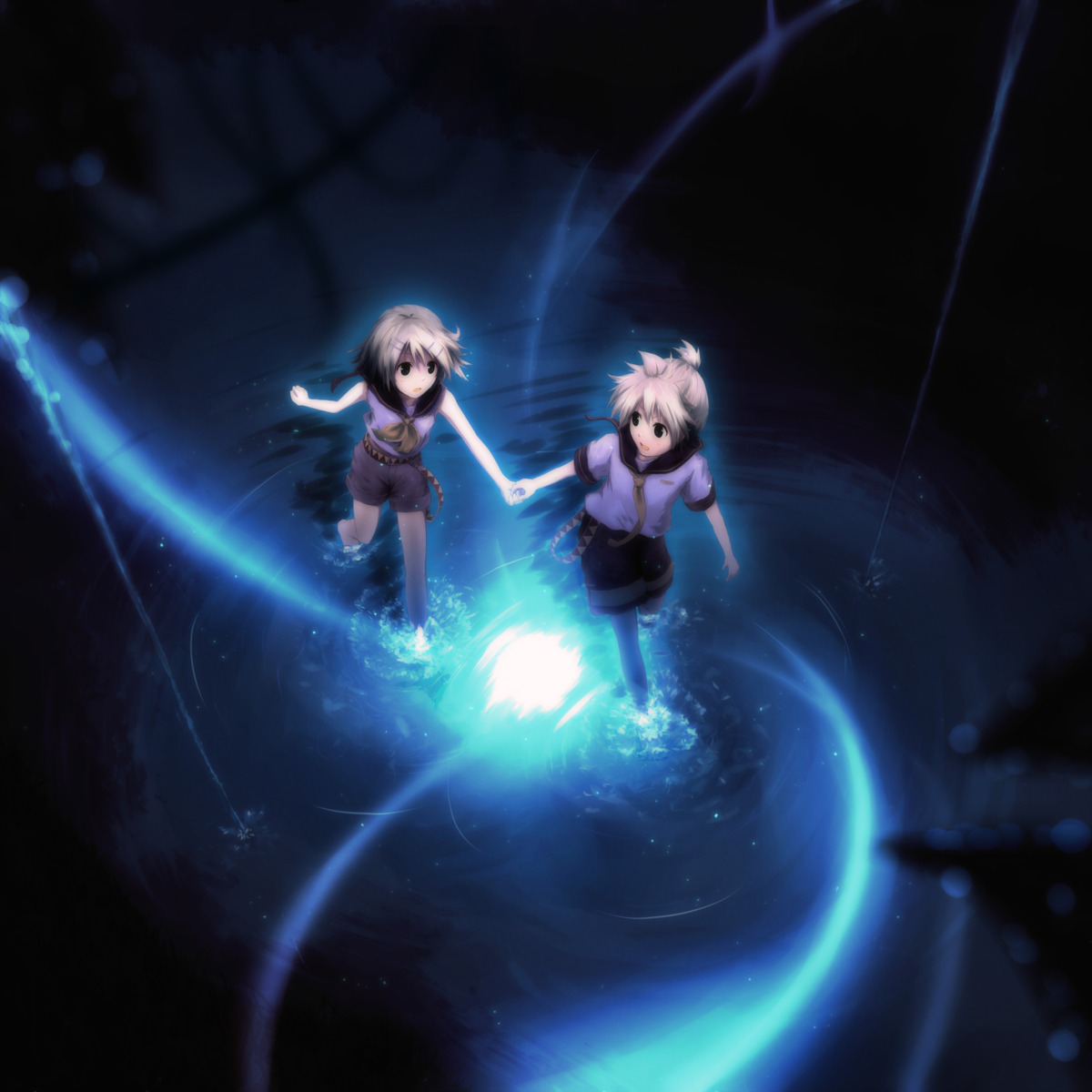 hirobakar kagamine_len kagamine_rin landscape vocaloid