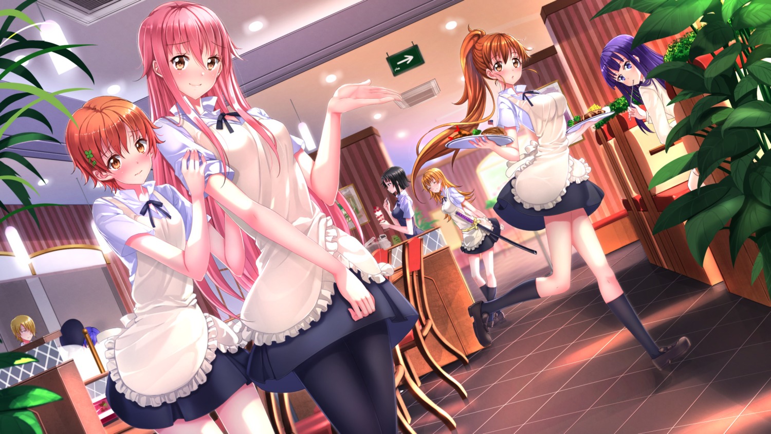 inami_mahiru matsumoto_maya pantyhose satou_jun seifuku shirafuji_kyouko sword swordsouls takanashi_souta taneshima_poplar thighhighs todoroki_yachiyo trap waitress working!! yamada_aoi