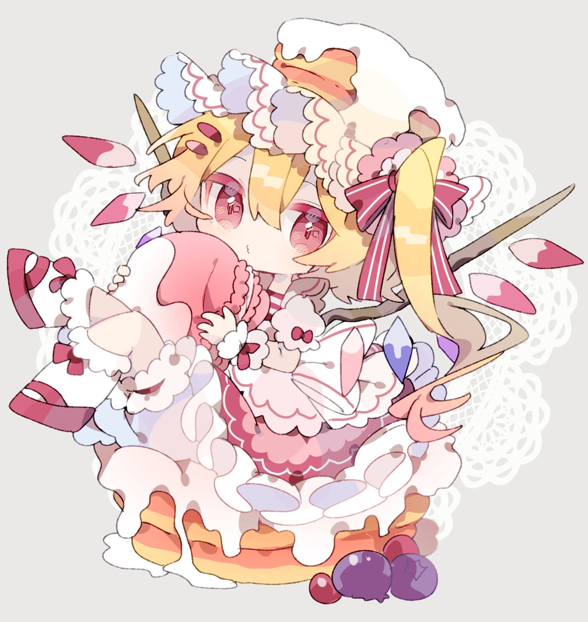 chibi dress flandre_scarlet garter nikorashika skirt_lift touhou wings