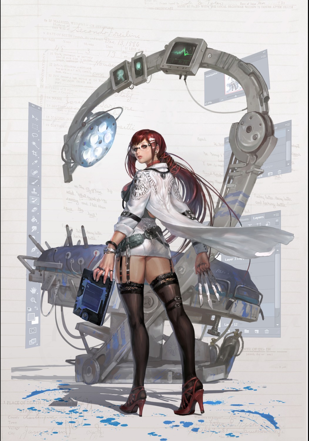 heels megane shaonav stockings thighhighs weapon