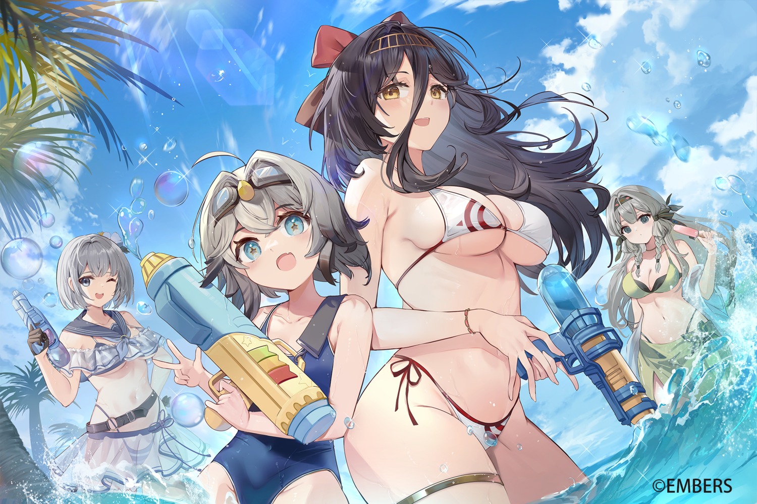 ash_arms bikini garter gun kita_(kitairoha) loli school_swimsuit see_through swimsuits wet