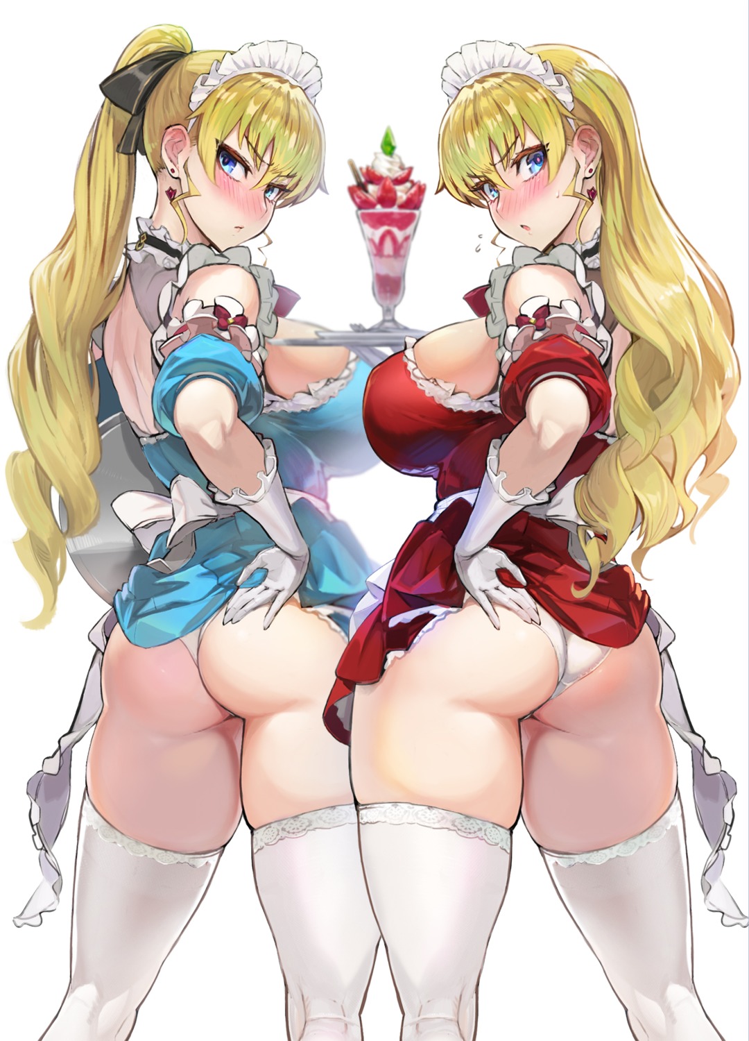 ass claire_harvey hundred maid ookuma_nekosuke pantsu skirt_lift thighhighs thong