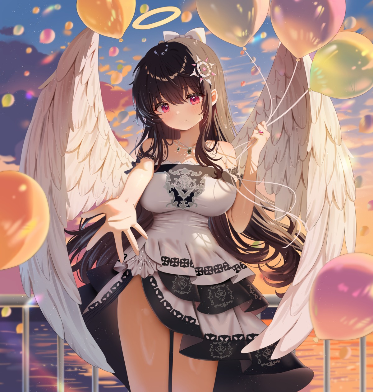 angel arme_(cgsy7484) dress no_bra wings