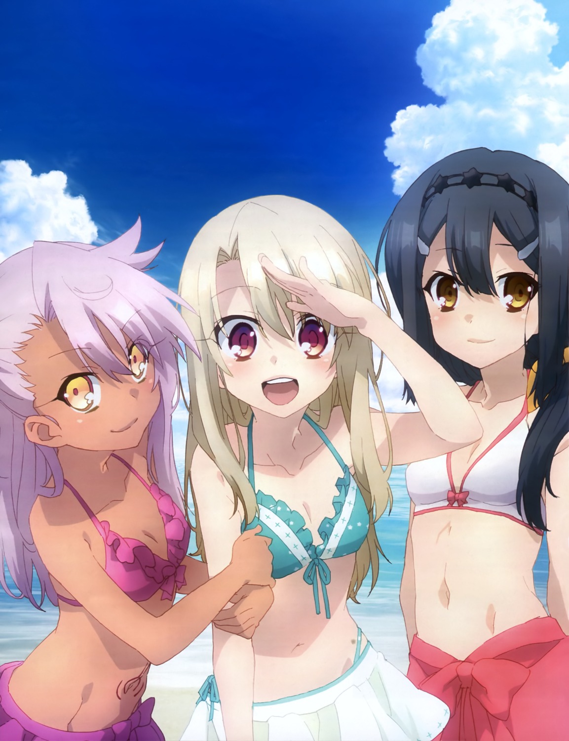 bikini chloe_von_einzbern cleavage fate/kaleid_liner_prisma_illya fate/stay_night illyasviel_von_einzbern miyu_edelfelt swimsuits tattoo