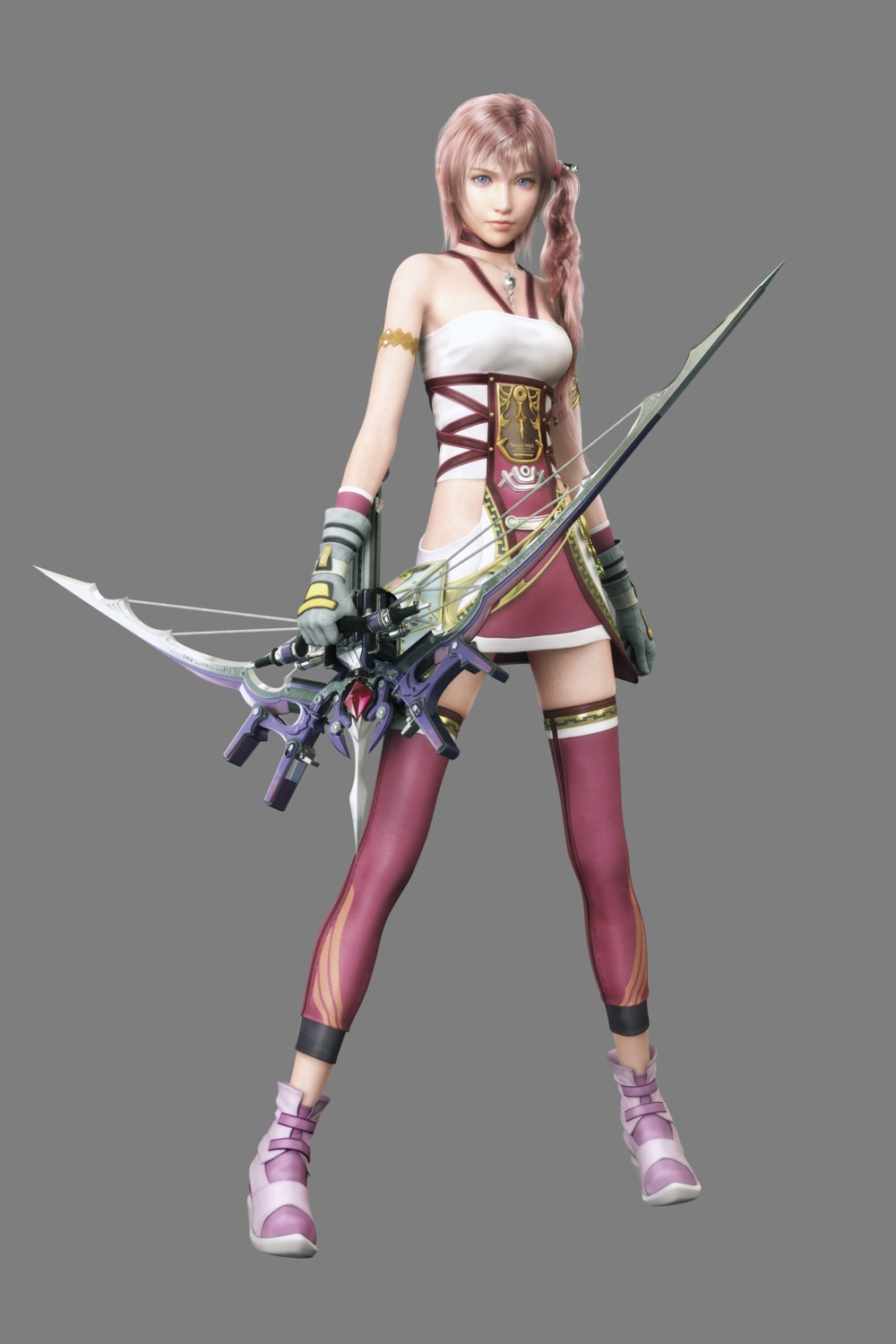 cg final_fantasy final_fantasy_xiii final_fantasy_xiii-2 serah_farron square_enix thighhighs transparent_png