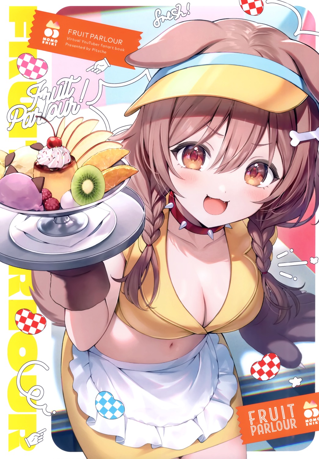 animal_ears cleavage hololive hololive_gamers inugami_korone inumimi momoshiki_tsubaki pitsche tail waitress