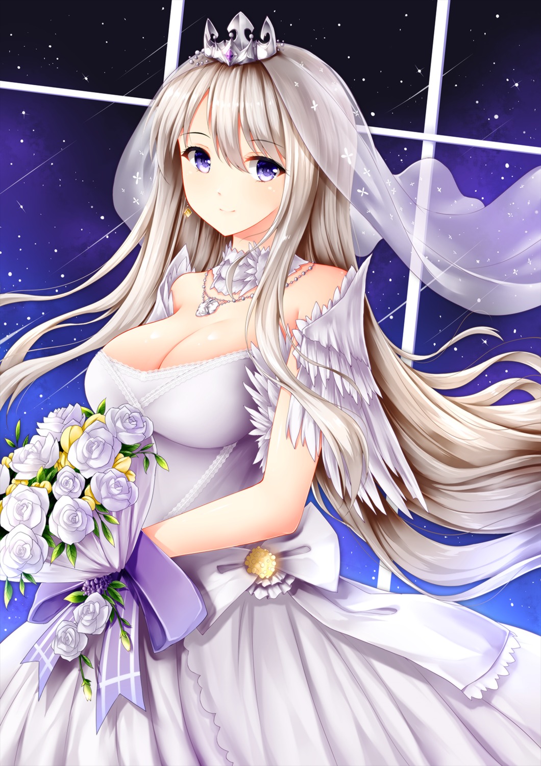 azur_lane cleavage dress enterprise_(azur_lane) wedding_dress wsman