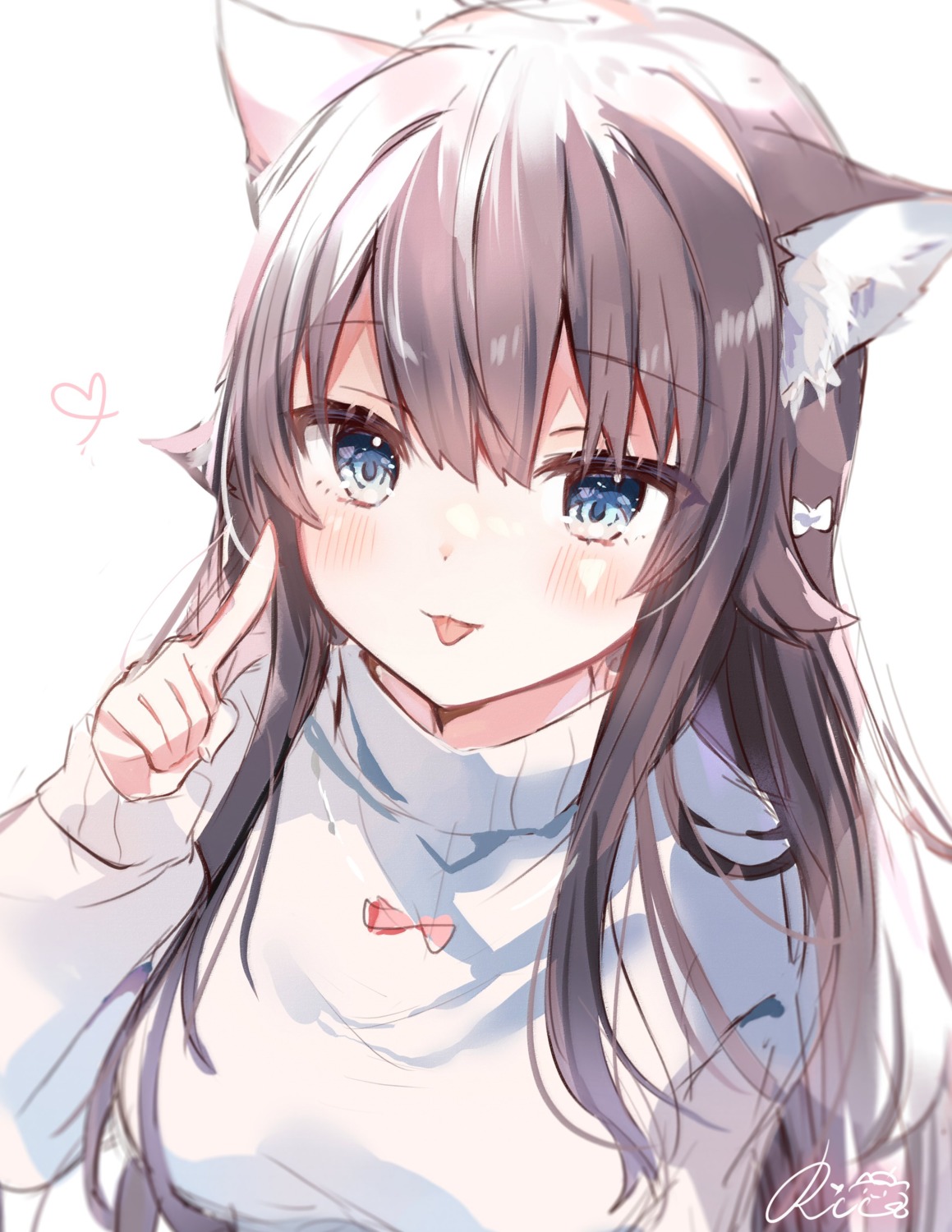 animal_ears nekomimi rukako sketch sweater