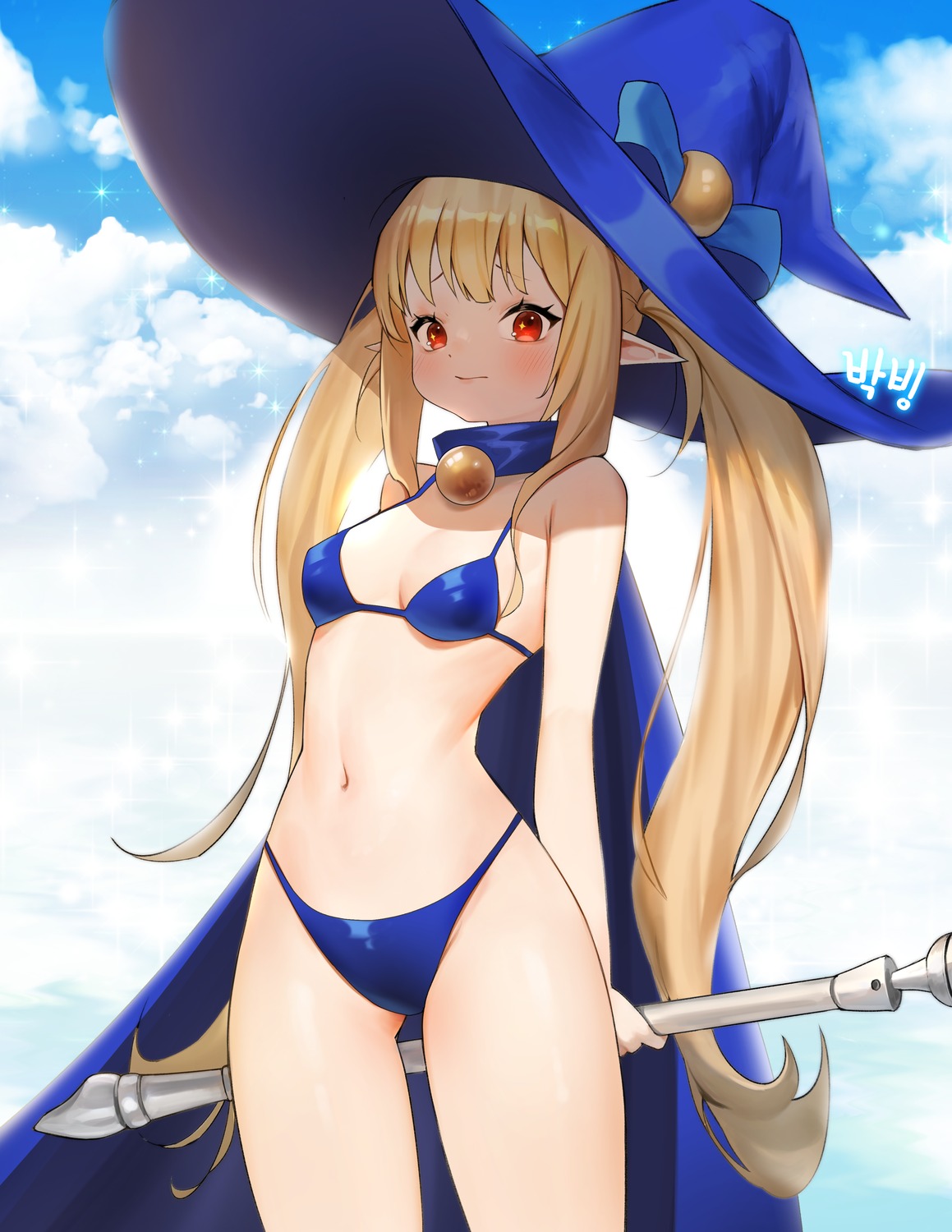 annyeongbangawo bikini dungeon_fighter pointy_ears swimsuits weapon witch