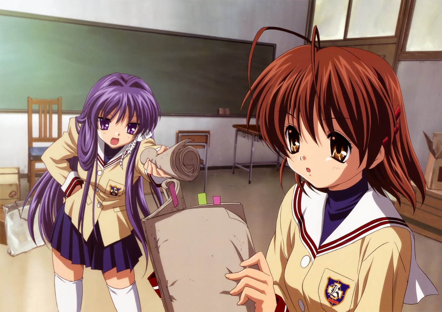 clannad fujibayashi_kyou furukawa_nagisa ikeda_kazumi seifuku