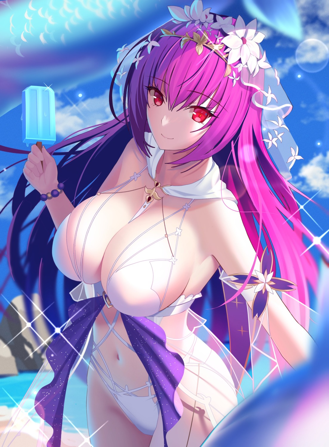 bikini fate/grand_order mishiro_(ixtlolton) scathach_skadi swimsuits