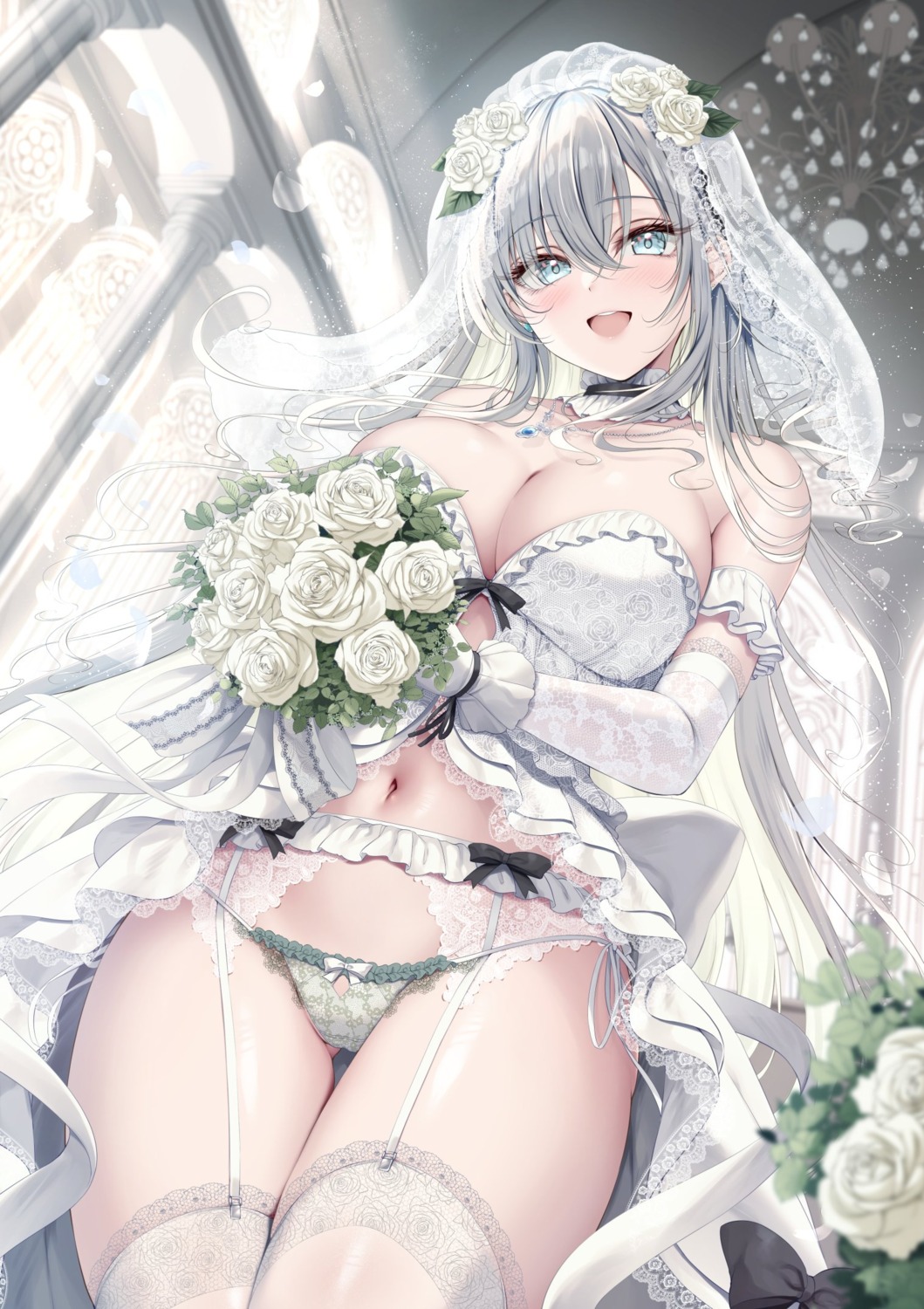 garter_belt lingerie no_bra pantsu see_through stockings string_panties thighhighs tomoo