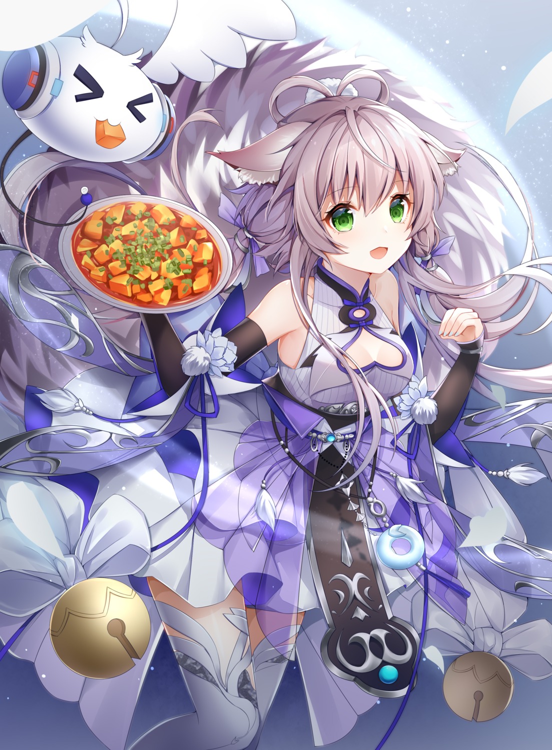 animal_ears cleavage dress drsn luo_tianyi see_through tail thighhighs vocaloid