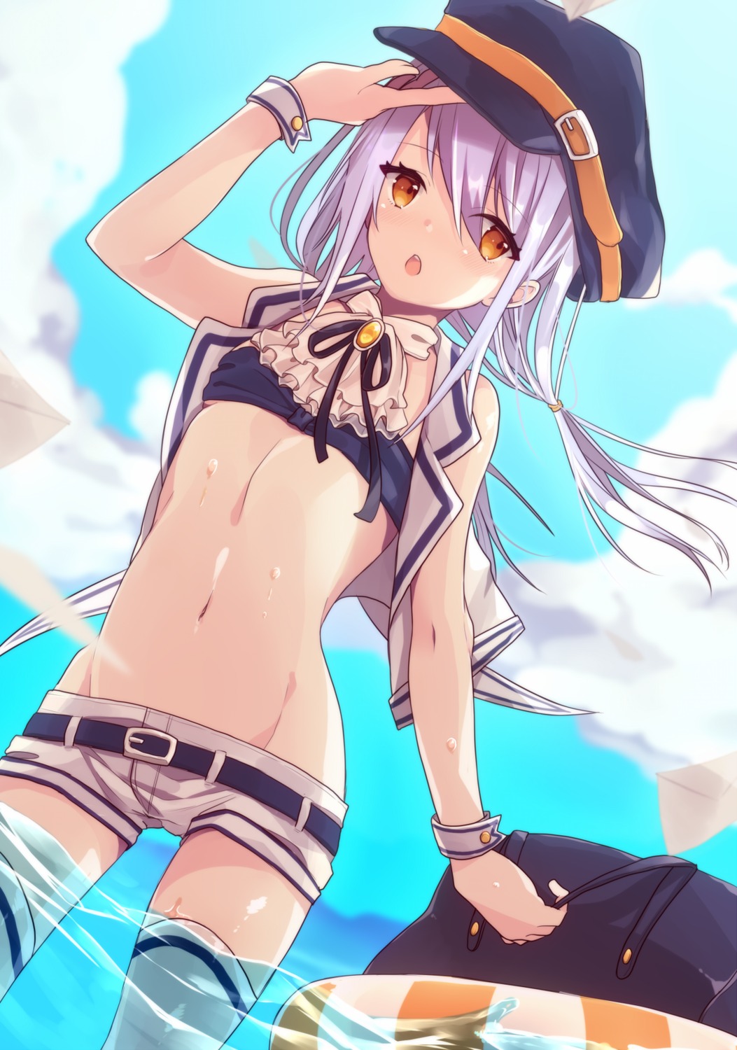 bikini_top obybuss open_shirt swimsuits thighhighs wet