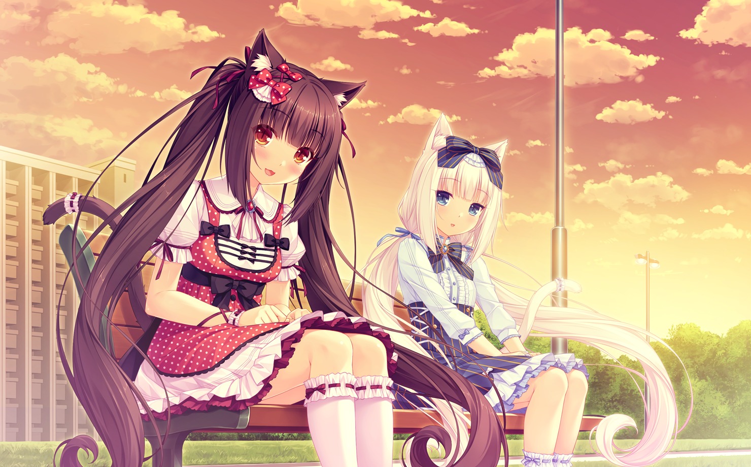 neko works sayori nekopara chocola vanilla animal ears dress game cg  nekomimi tail | #306504 | yande.re