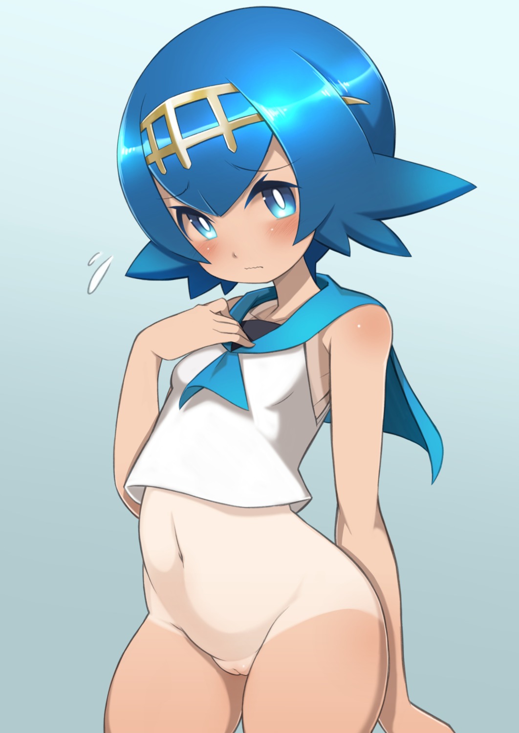 bottomless loli nada_haruka pokemon pokemon_sm pokemon_usum pussy seifuku suiren_(pokemon) tan_lines uncensored