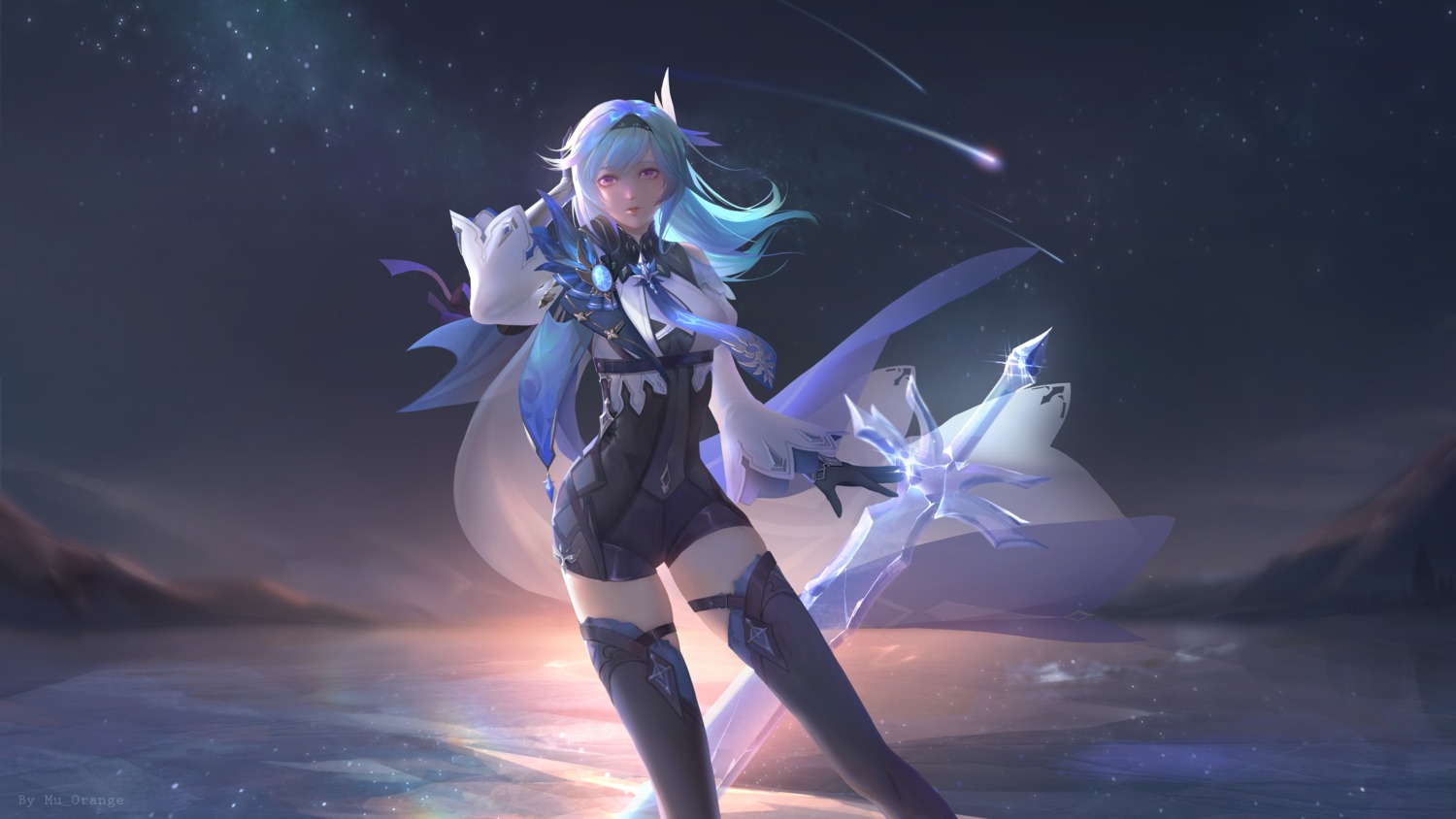 eula garter genshin_impact mujizi sword thighhighs