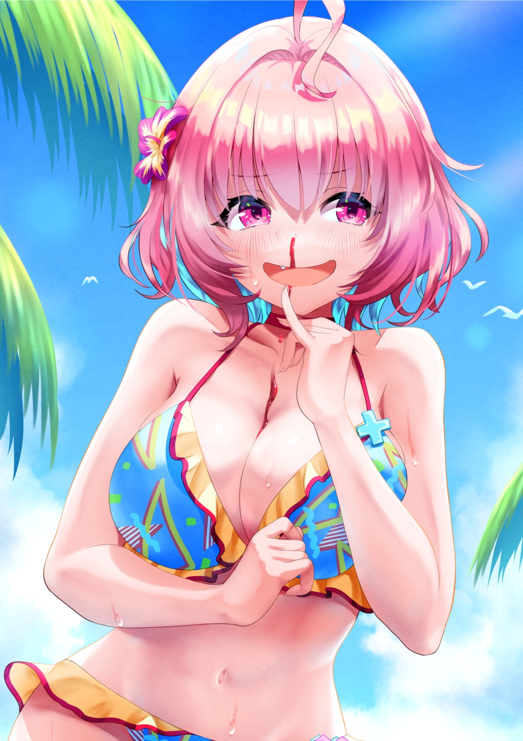 ayanakitori bikini blood cleavage swimsuits the_idolm@ster the_idolm@ster_cinderella_girls yumemi_riamu