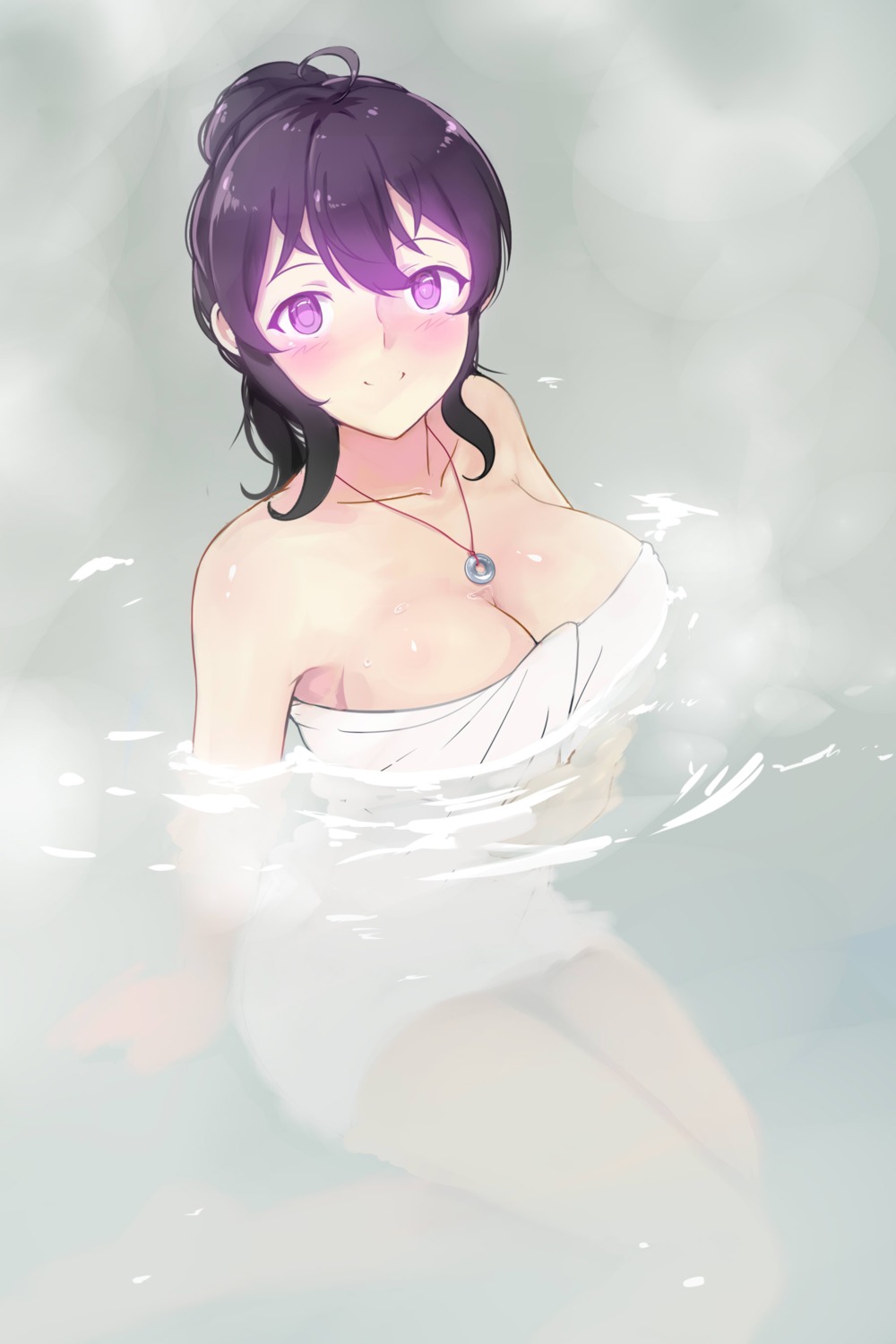 bathing beifeng_han cleavage miyaura_sanshio onsen towel wet