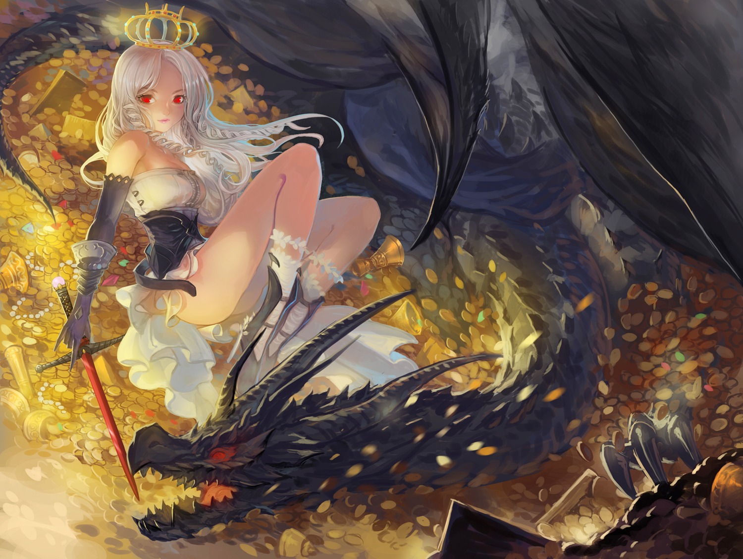 cleavage monster nopan pixiv_fantasia quaanqin sword