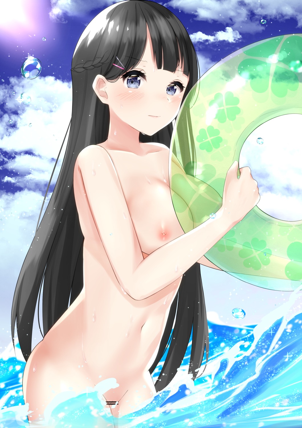 censored naked nari_(narikashi) nijisanji nipples pussy tsukino_mito wet