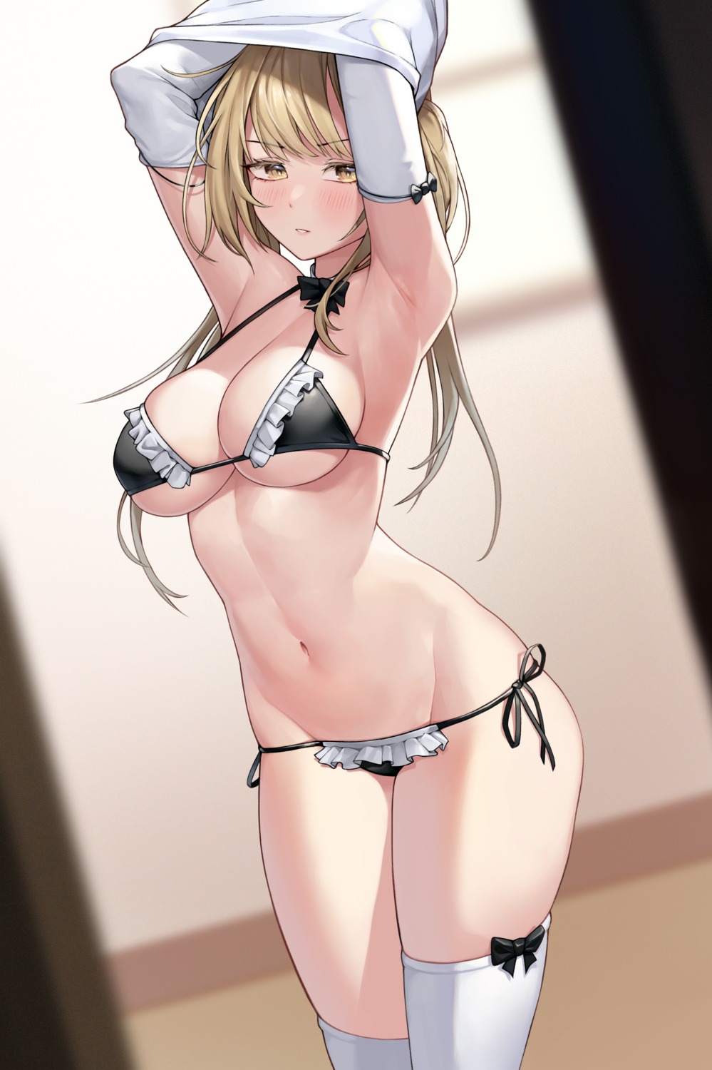 bikini sbbs shirt_lift swimsuits thighhighs undressing