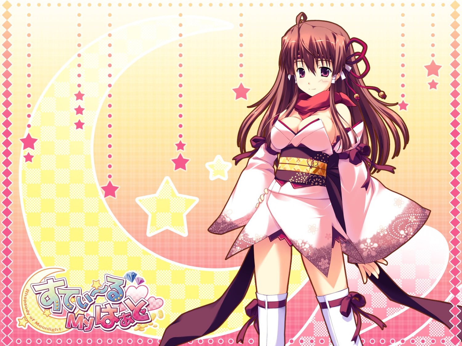 cleavage japanese_clothes momochi_aeka palette steal_my_heart tamahiyo thighhighs wallpaper
