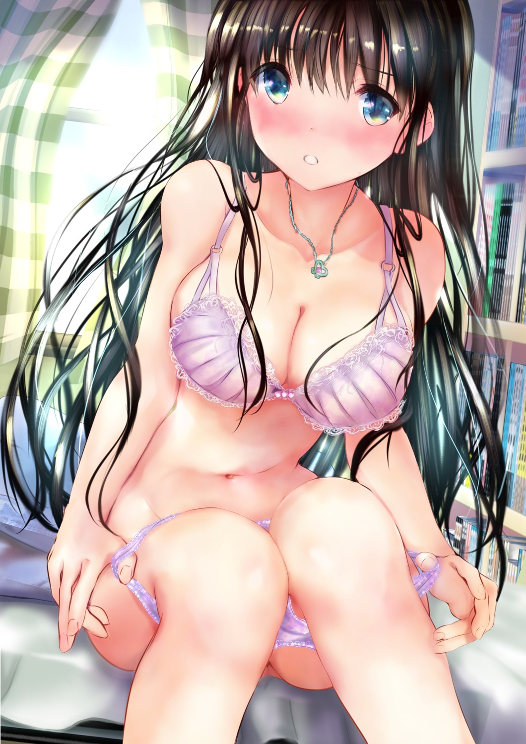 bra cleavage ogata_tei pantsu panty_pull undressing