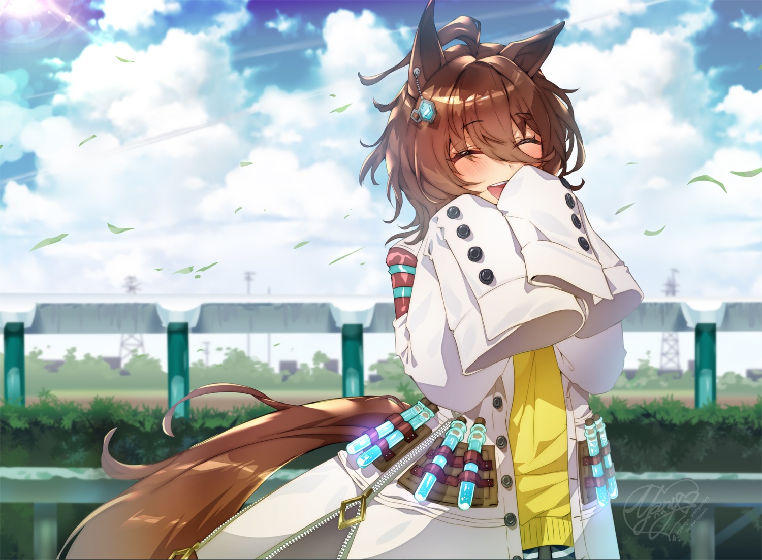 agnes_tachyon_(umamusume) animal_ears sweater tail uma_musume_pretty_derby uniform yanyo_(ogino_atsuki)