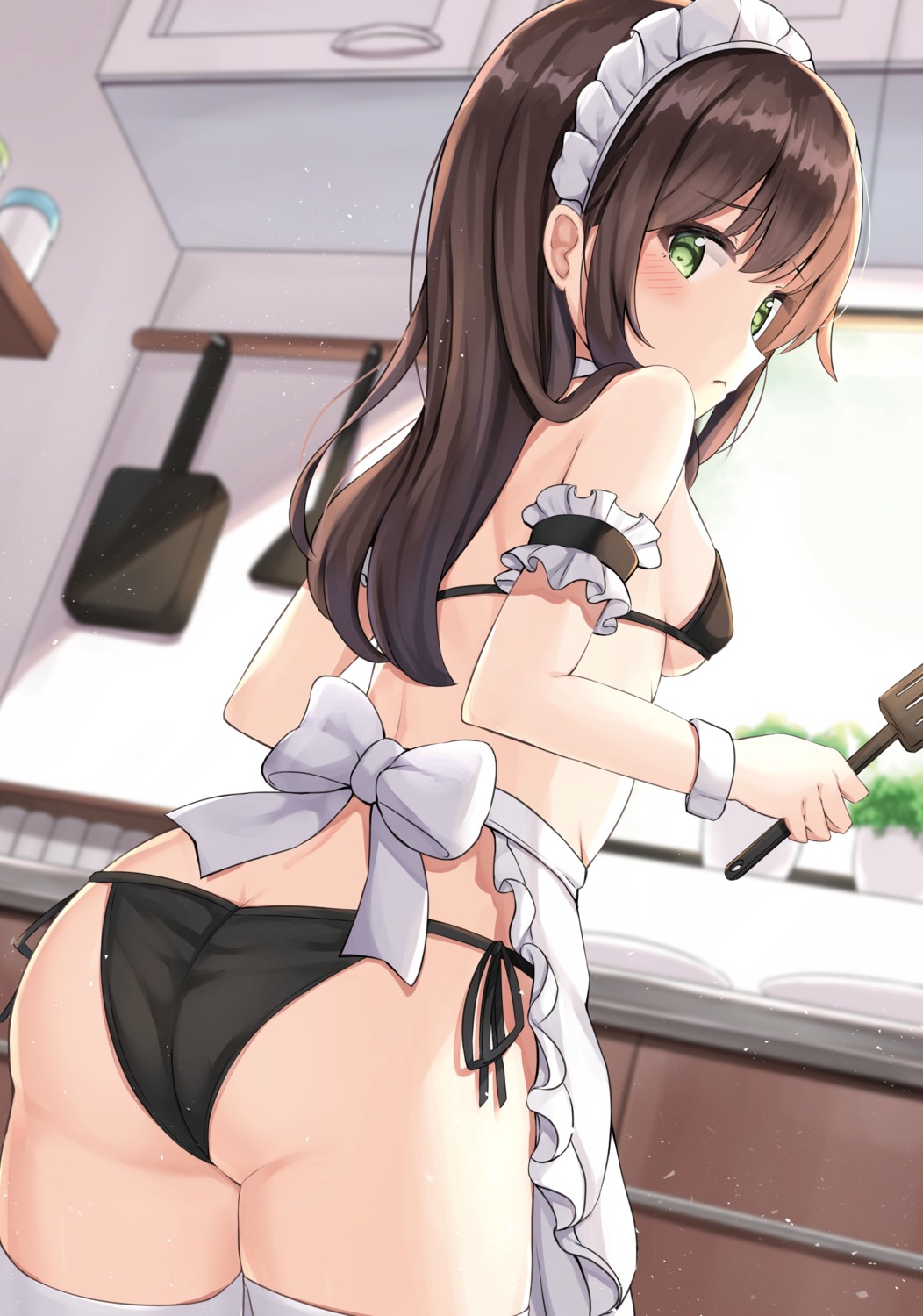 ass bikini erect_nipples keiran_(ryo170) maid swimsuits thighhighs thong