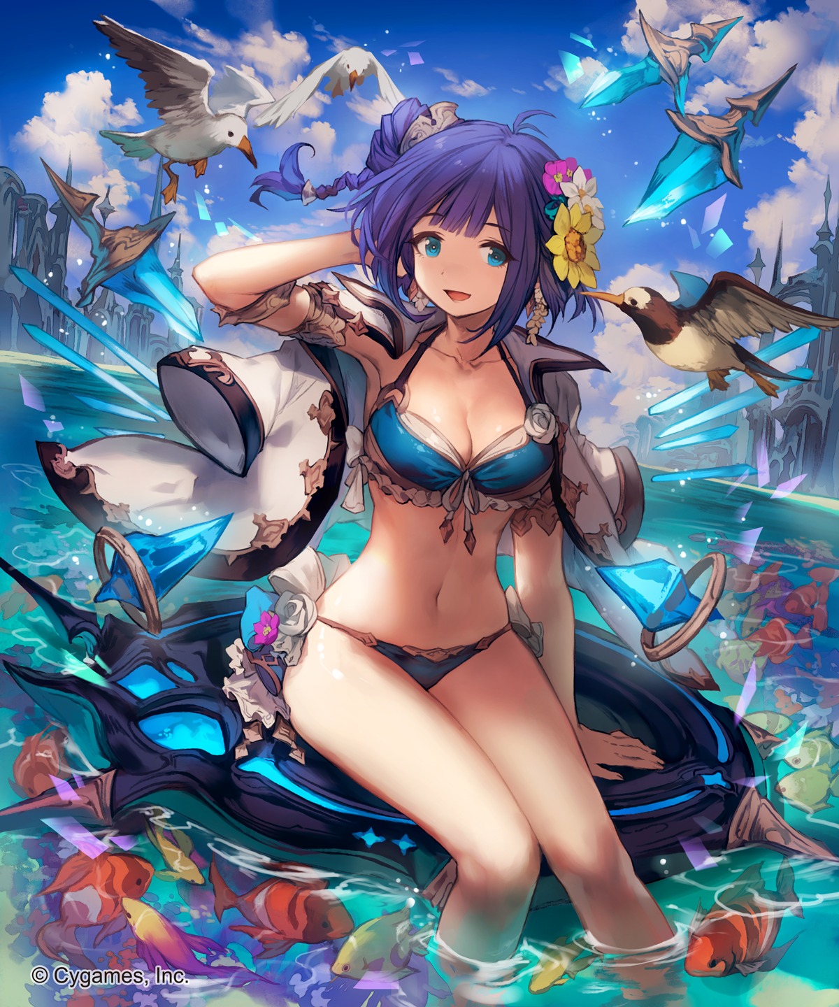 bikini cleavage lee_hyeseung shingeki_no_bahamut swimsuits wet wings