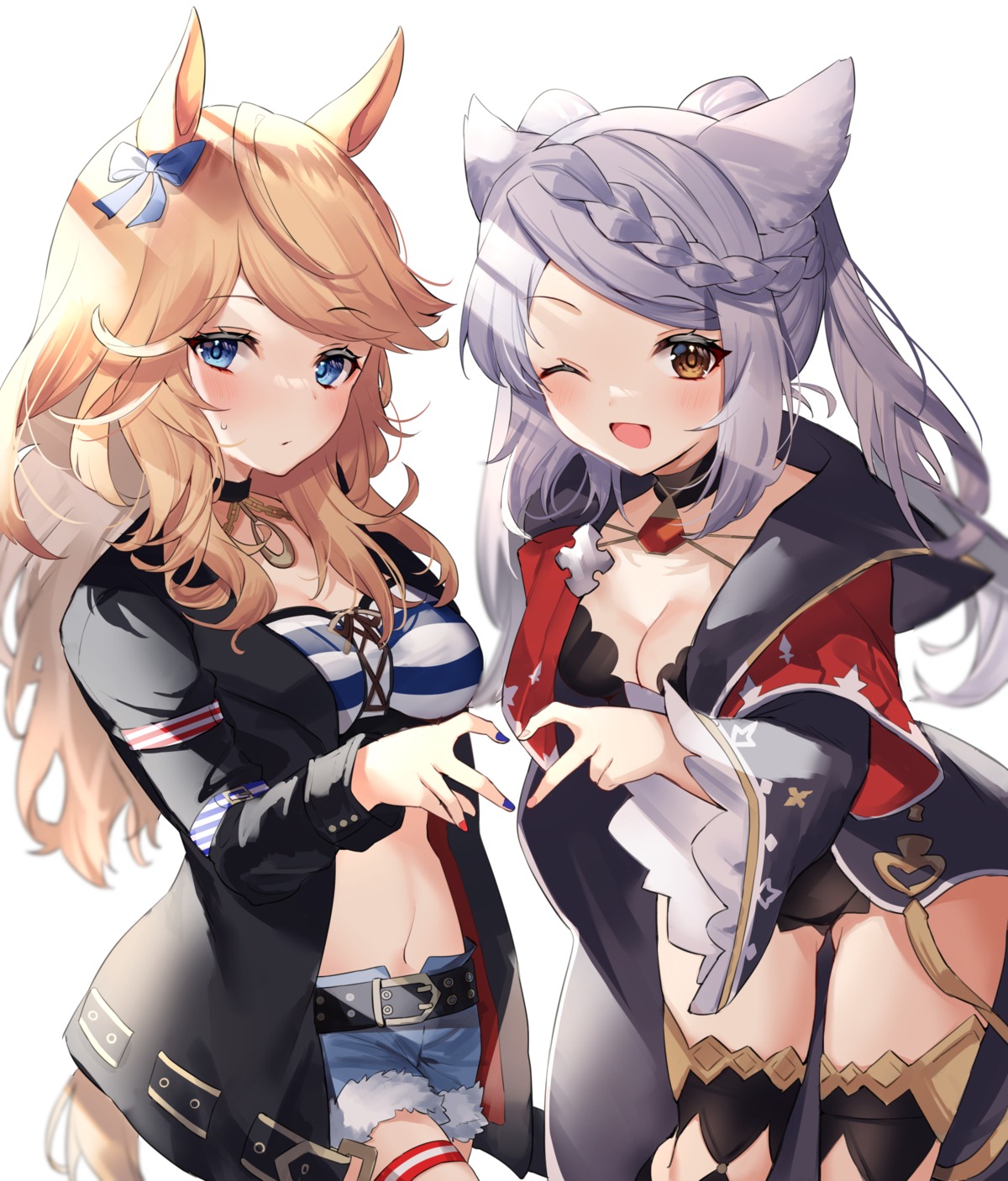 40_(0f0urw) animal_ears cleavage crossover fraux garter gold_city_(umamusume) granblue_fantasy tail thighhighs uma_musume_pretty_derby