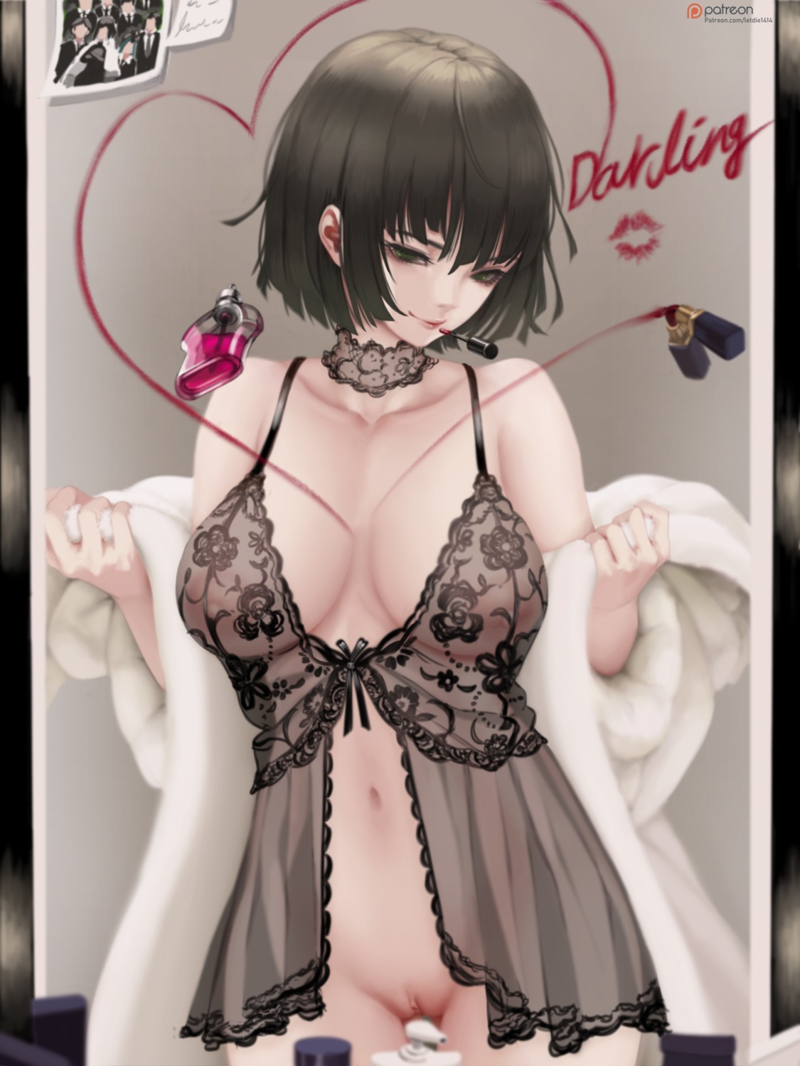bottomless fubuki_(one_punch_man) letdie1414 lingerie nipples one_punch_man pussy see_through uncensored