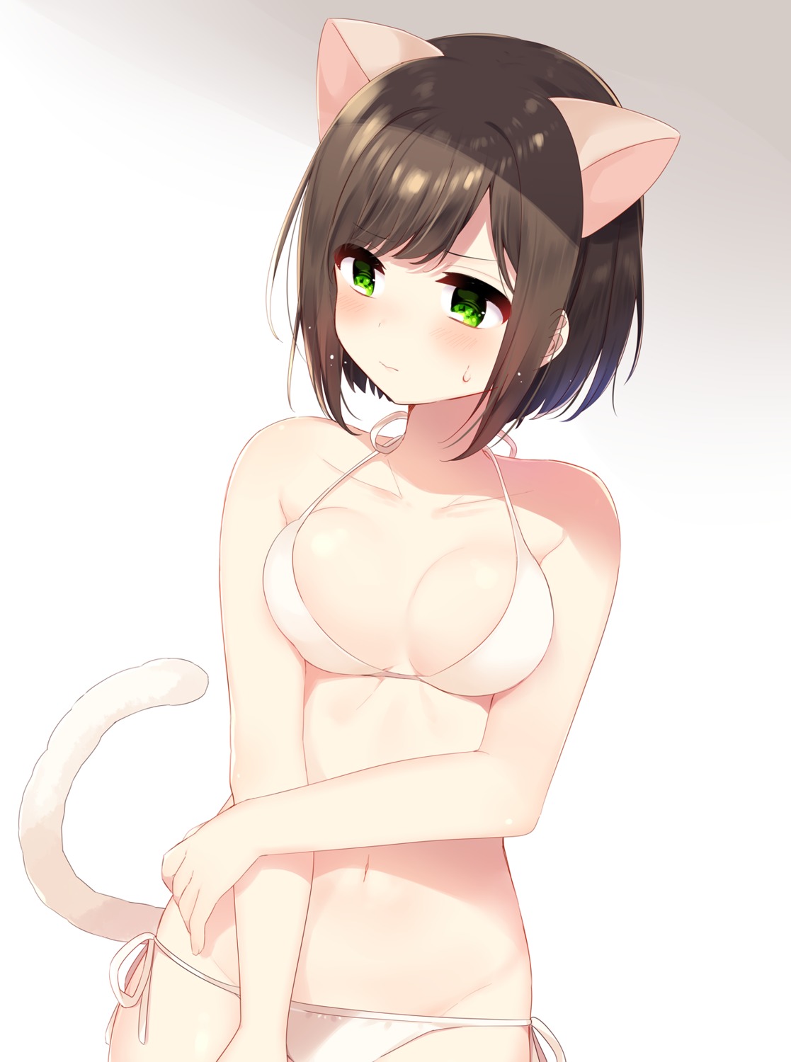 animal_ears bikini cleavage maekawa_miku mafuyu_(chibi21) nekomimi swimsuits tail the_idolm@ster the_idolm@ster_cinderella_girls