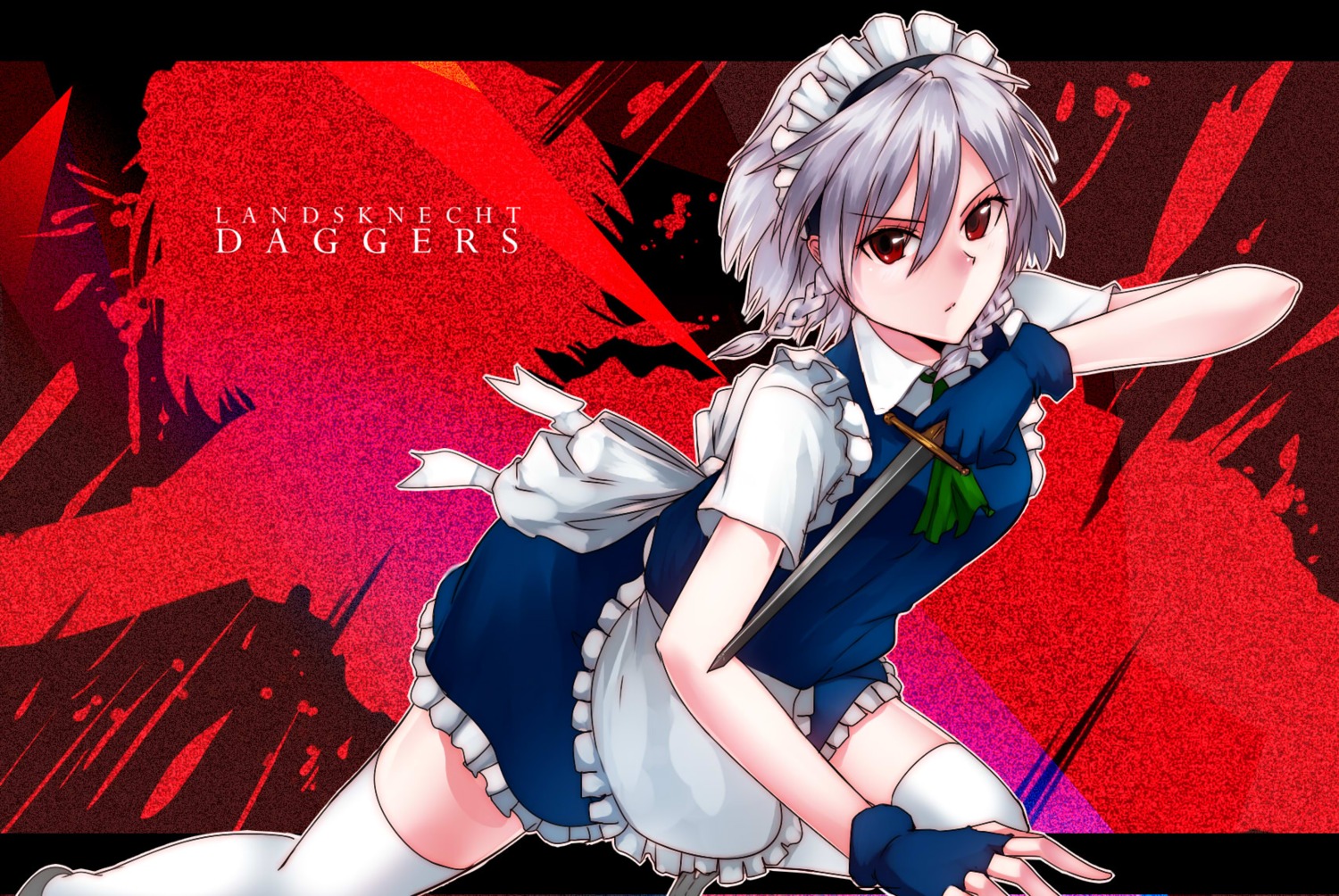 izayoi_sakuya maid swordwaltz thighhighs touhou weapon