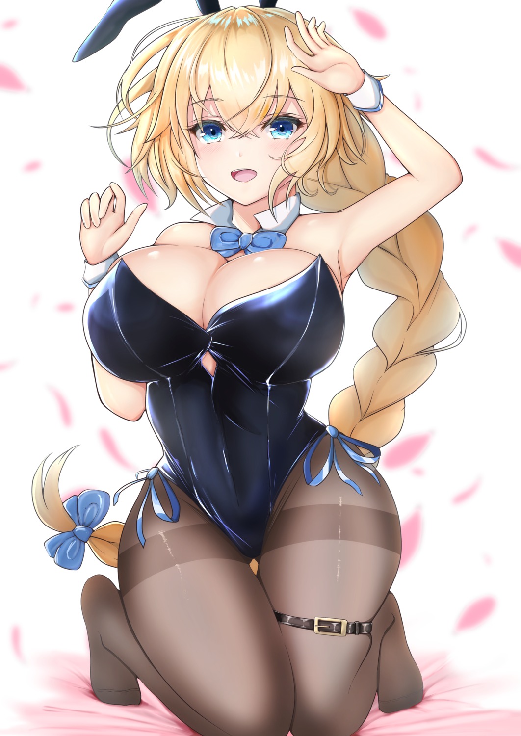 animal_ears bunny_ears bunny_girl fate/grand_order garter jeanne_d'arc jeanne_d'arc_(fate) no_bra nuts_(artist) pantyhose