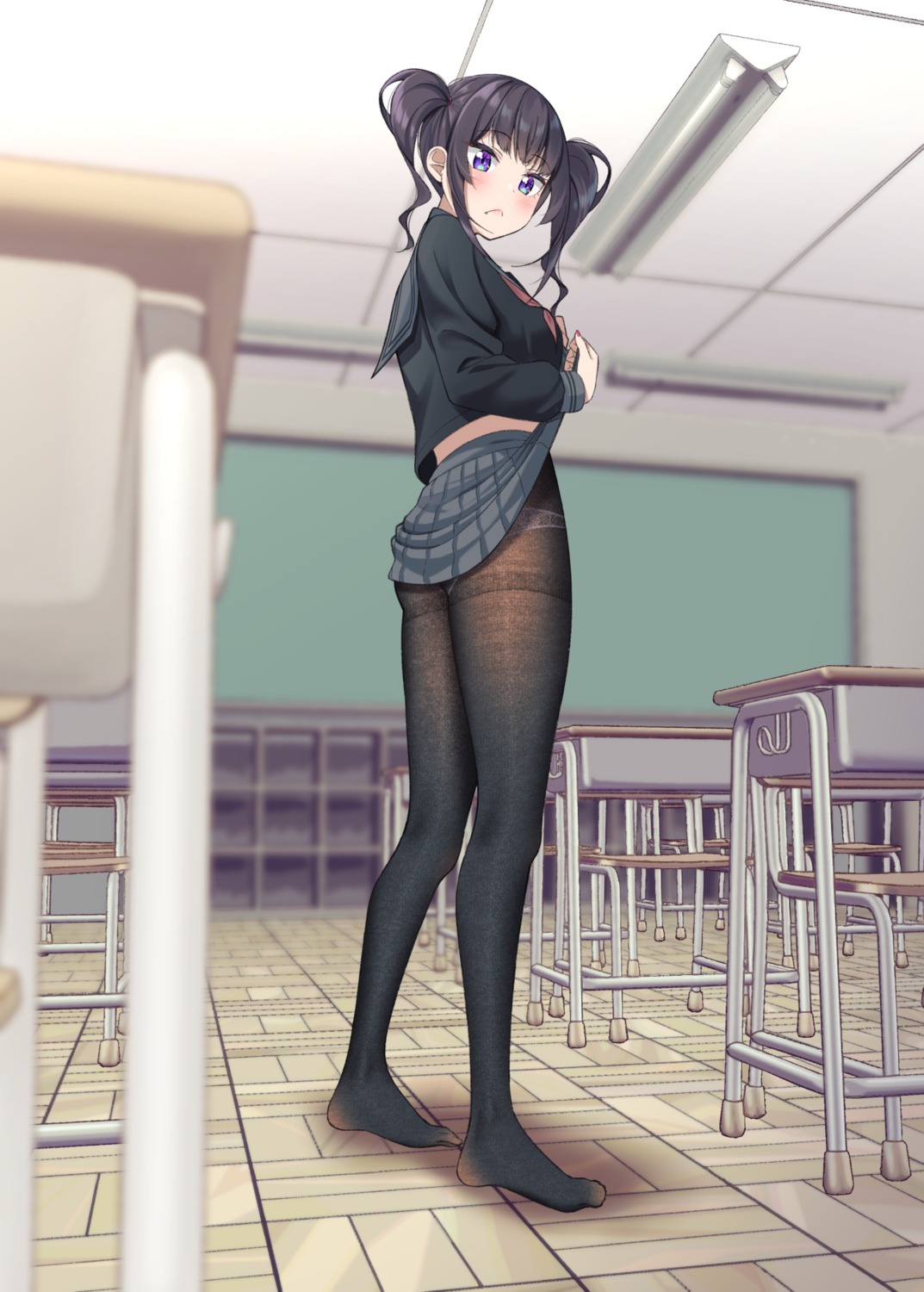 gurande pantsu pantyhose see_through seifuku skirt_lift