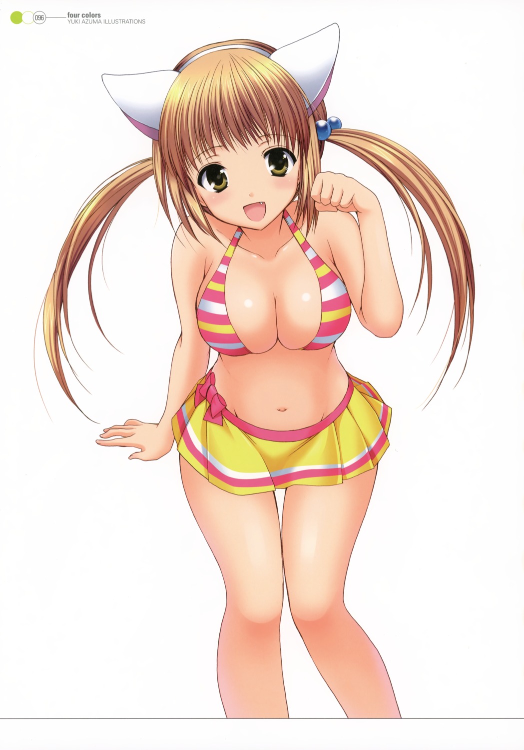 animal_ears azuma_yuki bikini_top cleavage nekomimi swimsuits