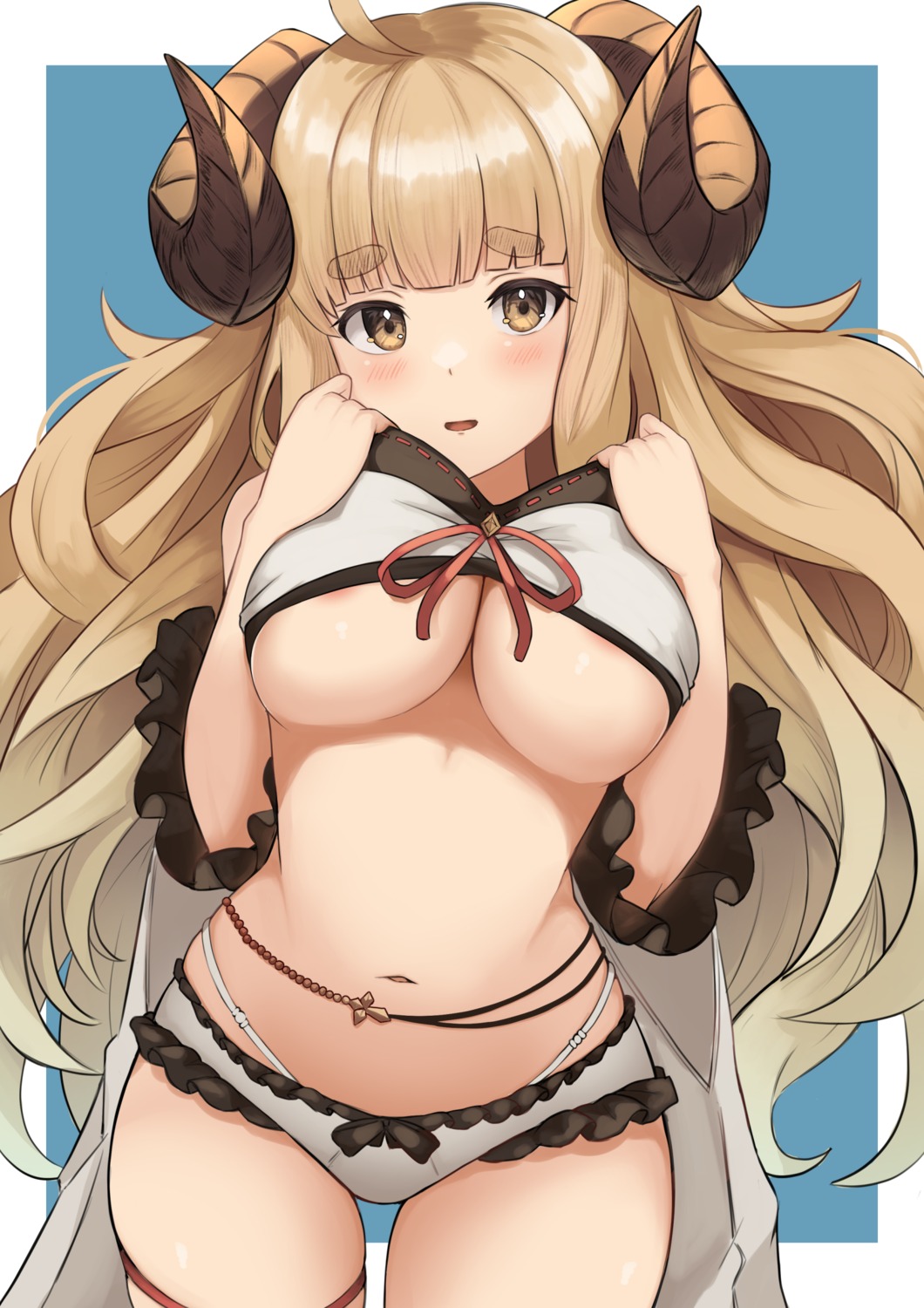 anila_(granblue_fantasy) bikini garter granblue_fantasy horns pyonsan swimsuits undressing