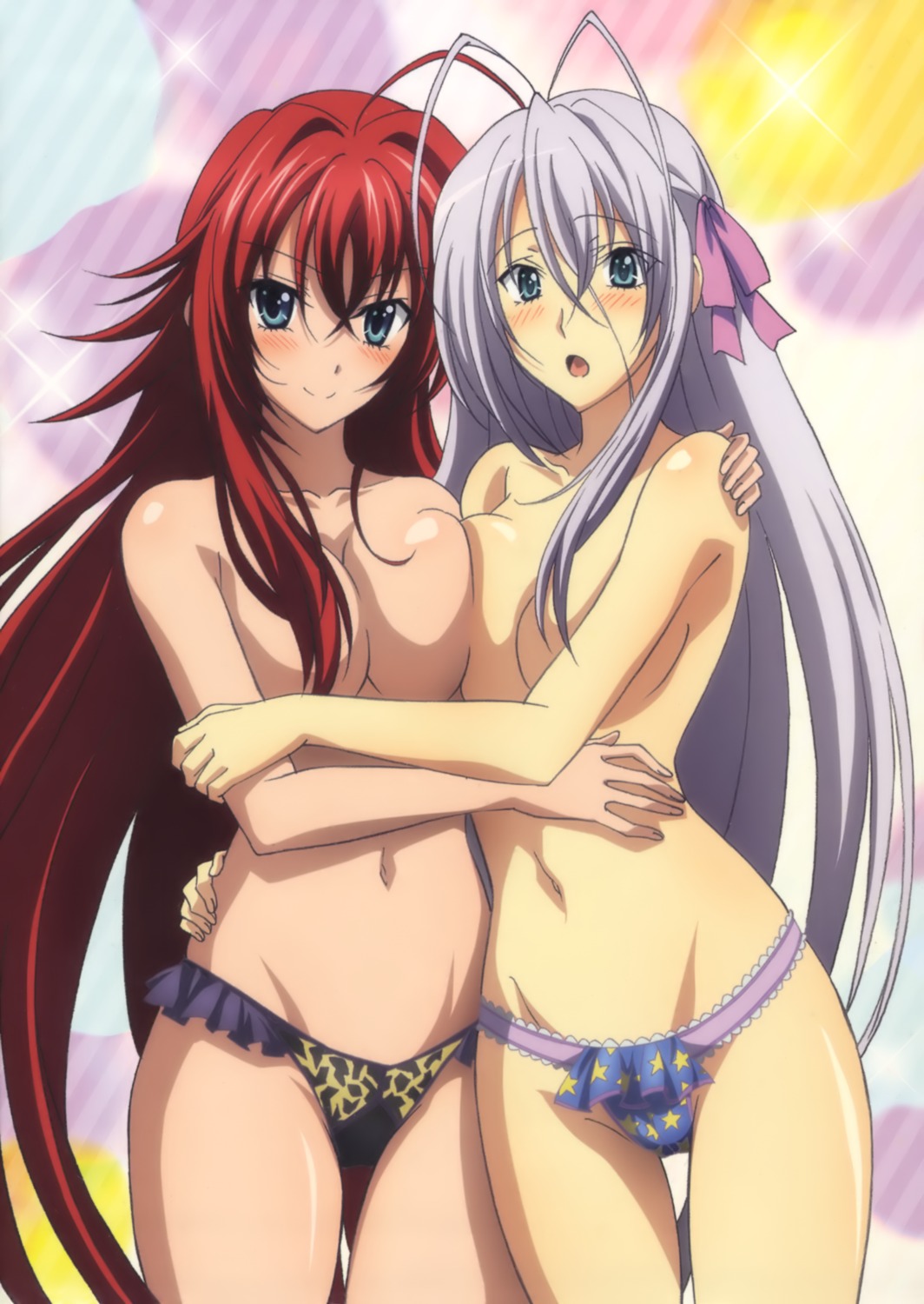 highschool_dxd pantsu rias_gremory rossweisse symmetrical_docking topless