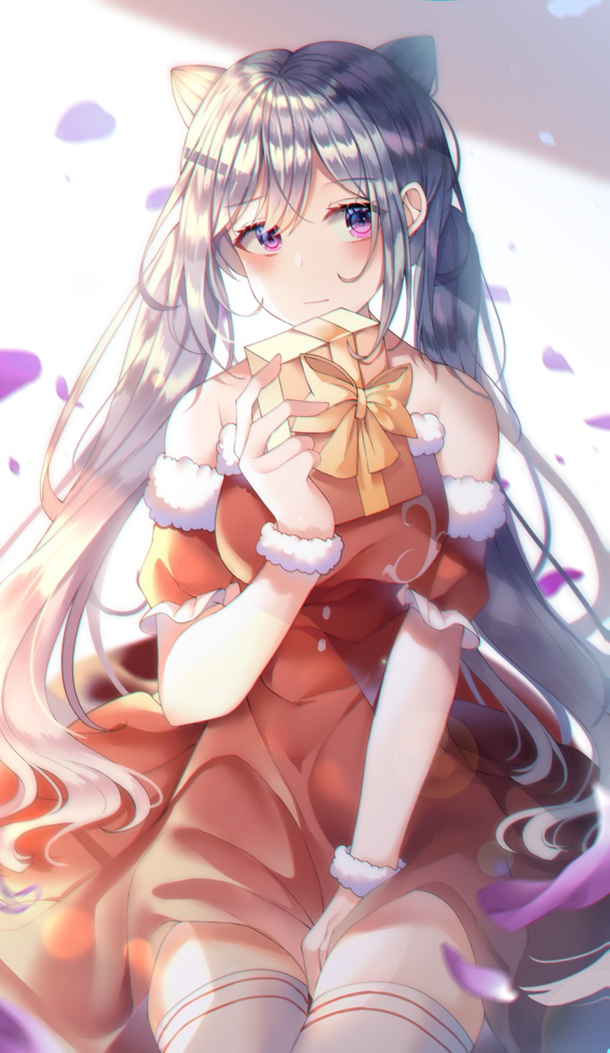 christmas dress duyu genshin_impact keqing thighhighs