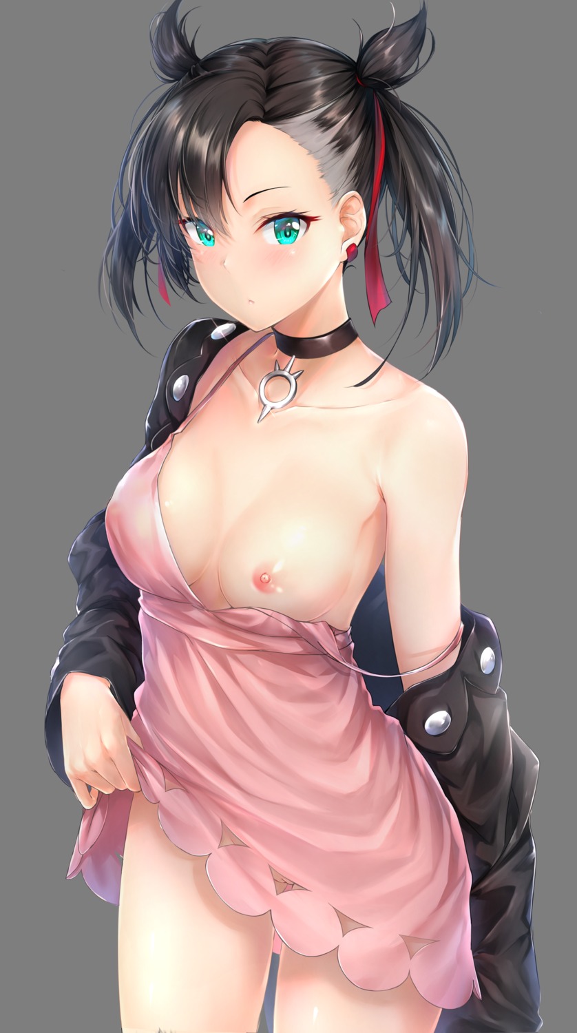 breasts dress mary_(pokemon) nipples no_bra nopan pokemon pokemon_swsh pussy rei_kun skirt_lift transparent_png uncensored wardrobe_malfunction