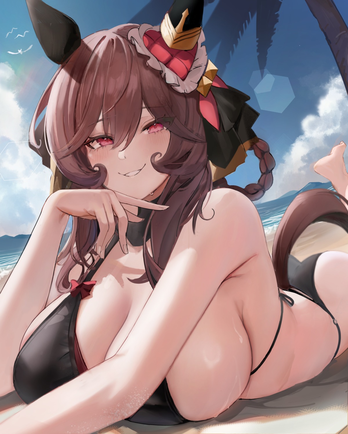 animal_ears bikini gentildonna_(umamusume) inaba_(usanopo) swimsuits tail uma_musume_pretty_derby