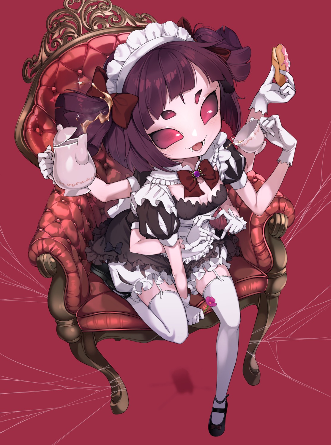 bloomers jovejun maid monster_girl muffet no_bra stockings thighhighs undertale