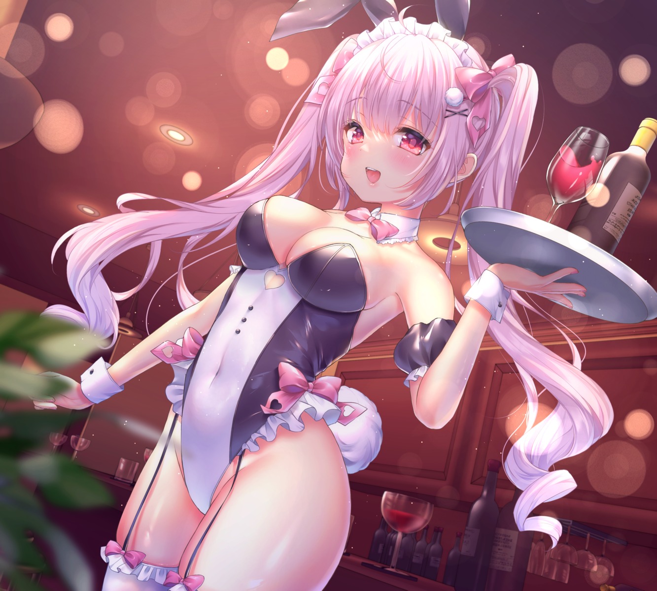 animal_ears bunny_ears bunny_girl no_bra stockings tail thighhighs yuyuko_(yuyucocco)