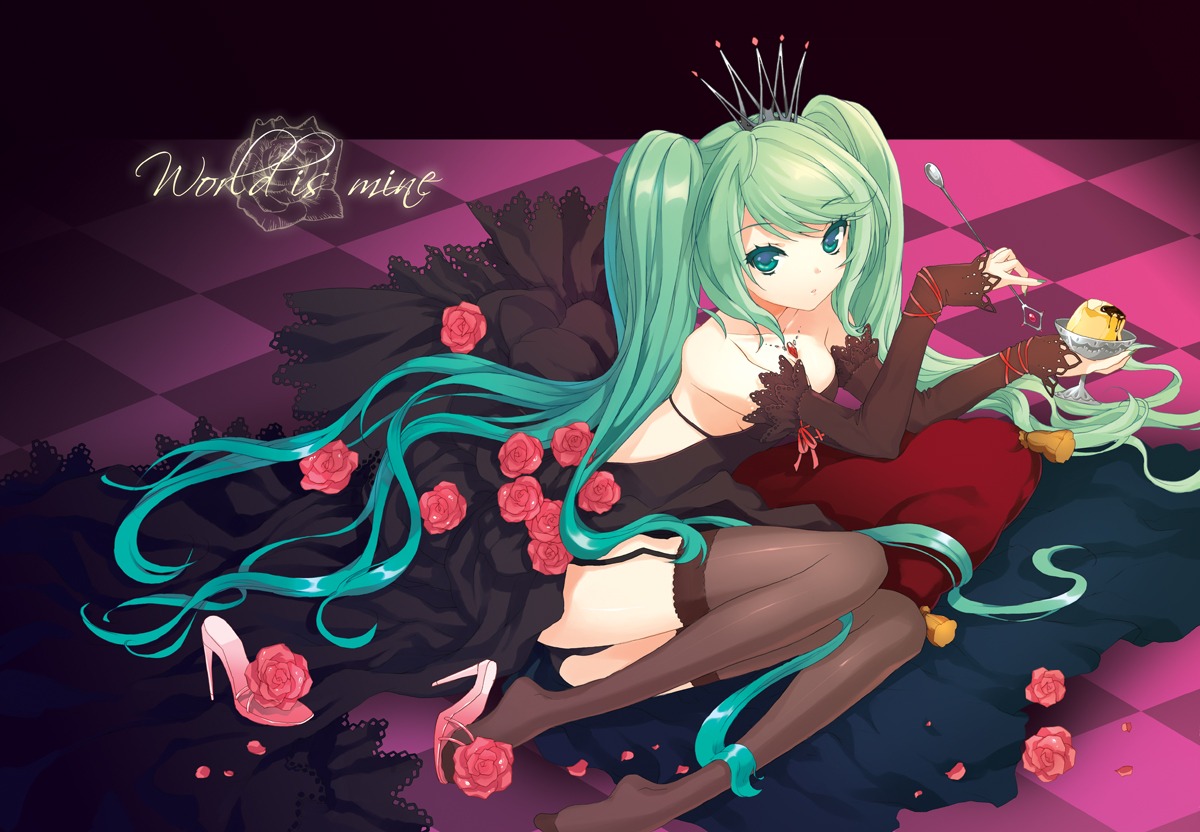 cuteg dress feet garter_belt hatsune_miku pantsu stockings thighhighs vocaloid world_is_mine_(vocaloid)