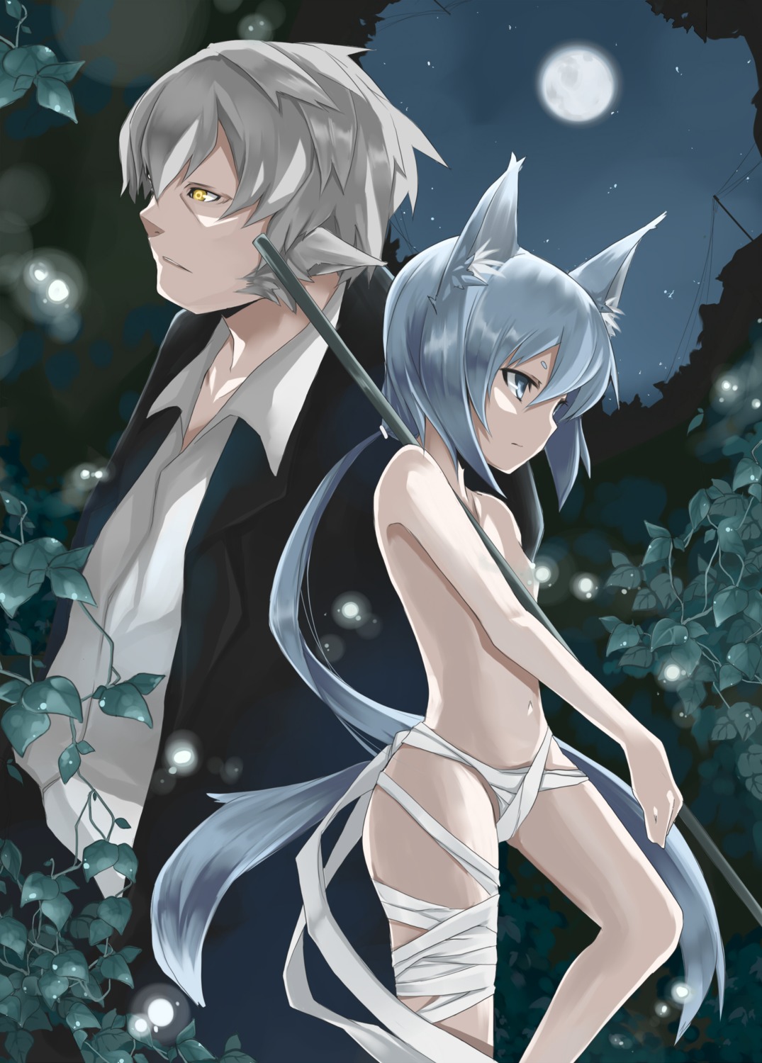 animal_ears nekomimi shirokuro topless