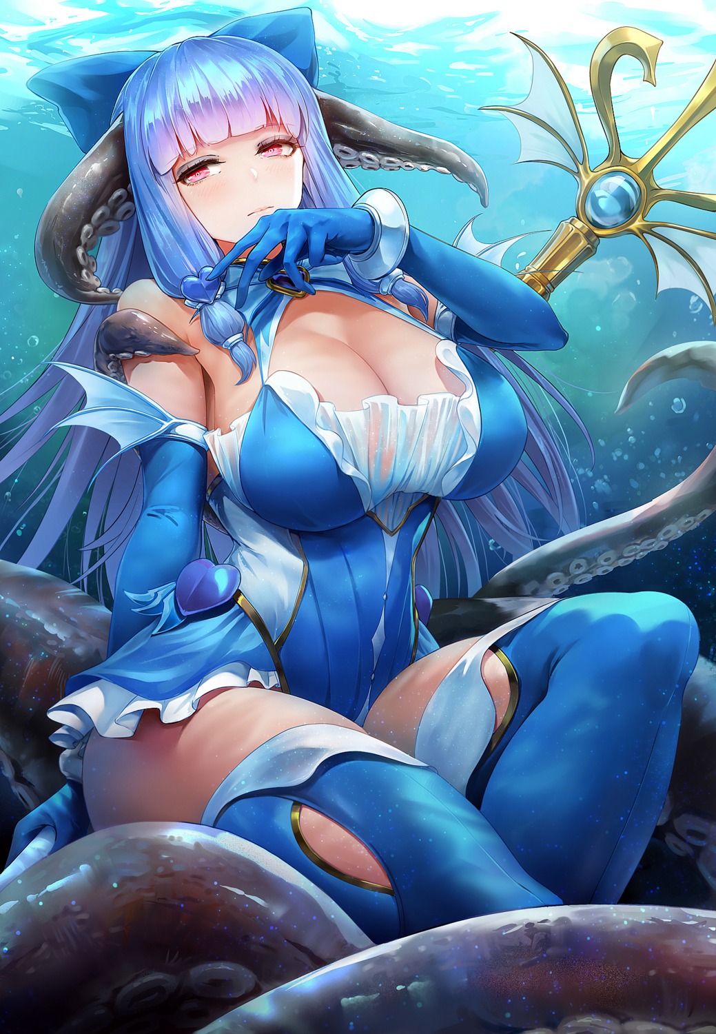 cleavage kyoumaz leotard see_through tentacles thighhighs