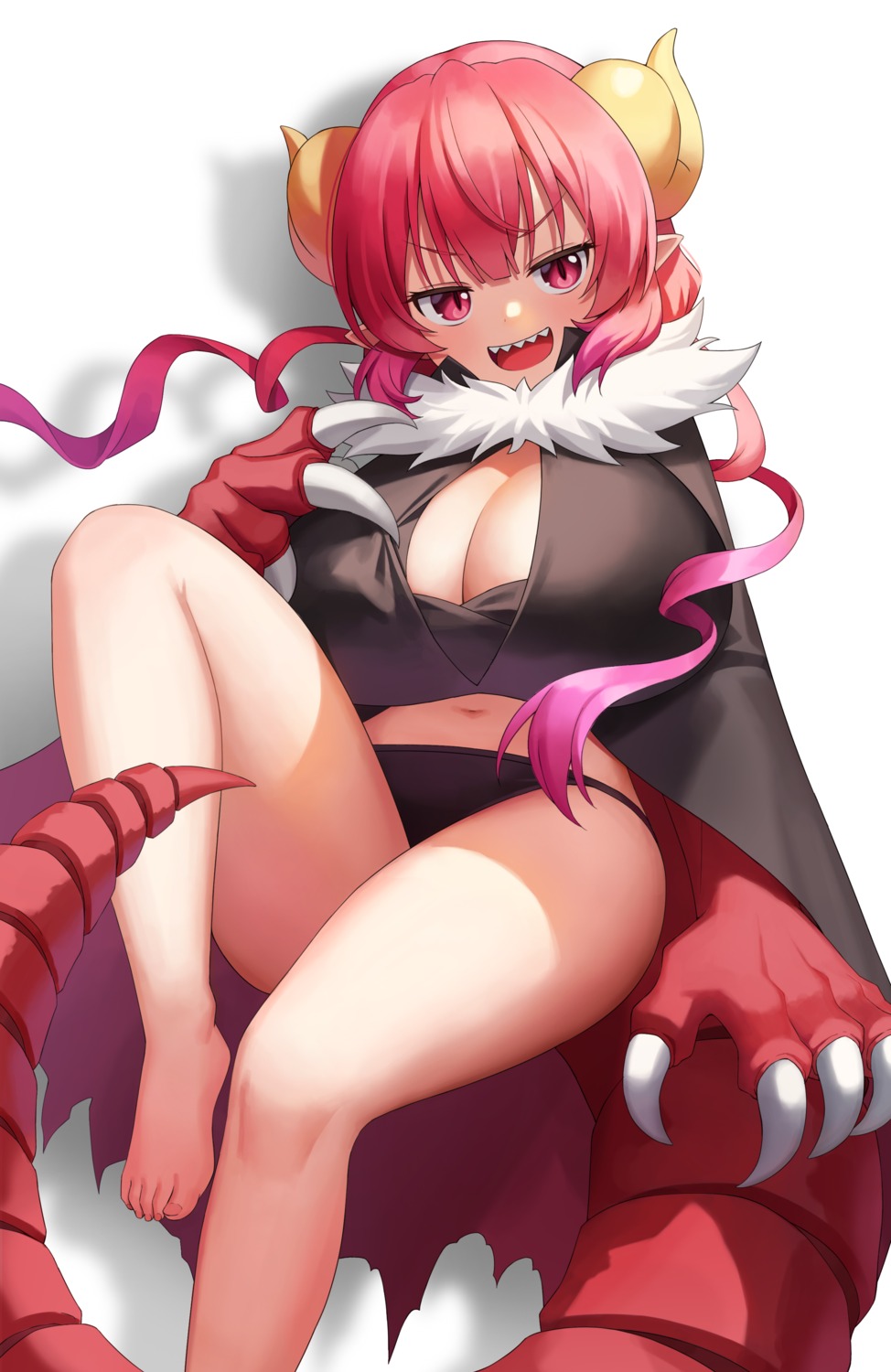 beomko horns ilulu kobayashi-san_chi_no_maid_dragon monster_girl no_bra pantsu pointy_ears tail