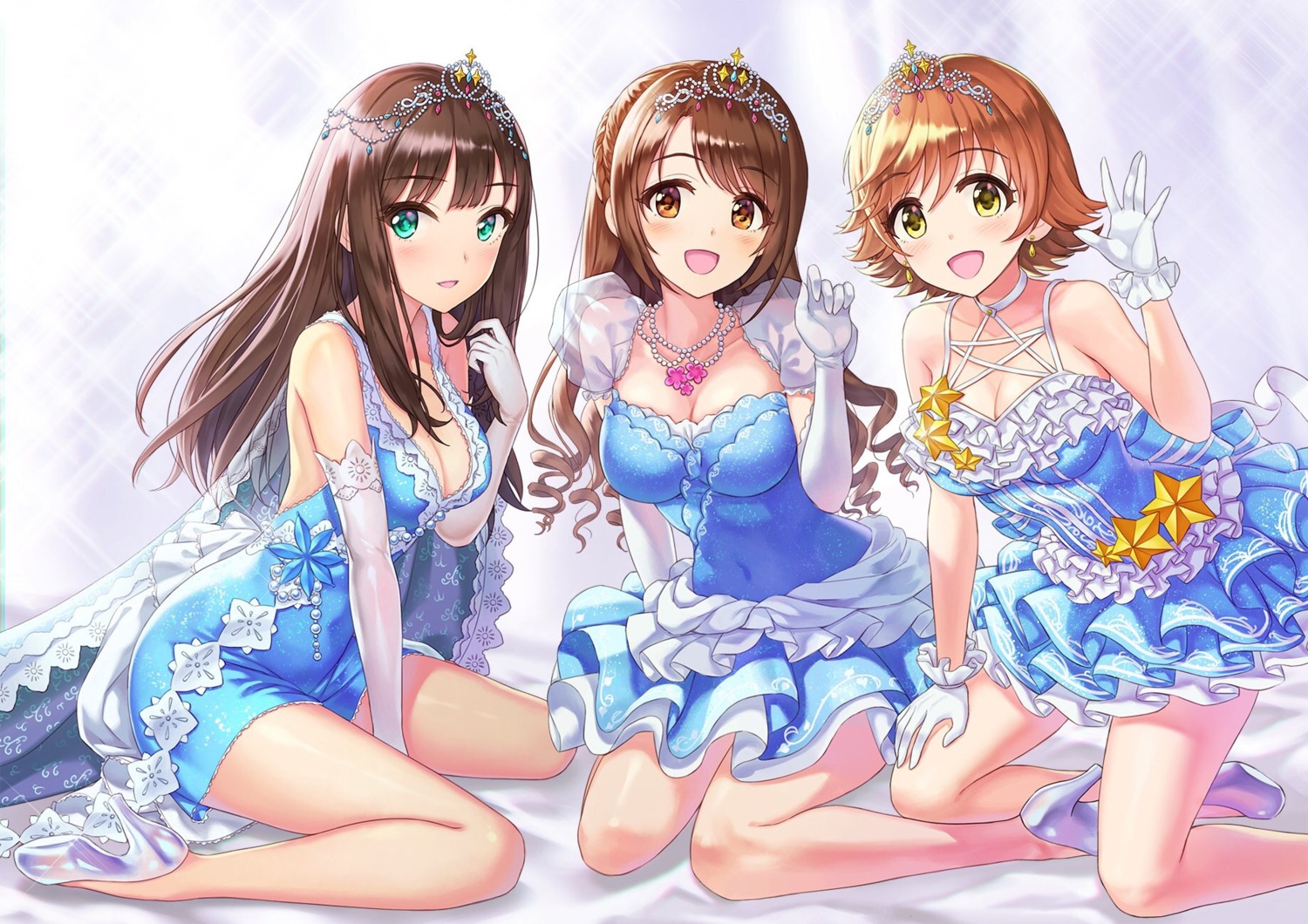 cleavage dress hamahama heels honda_mio shibuya_rin shimamura_uzuki the_idolm@ster the_idolm@ster_cinderella_girls